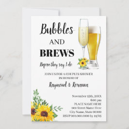 Invitación Flores giratorias burbuja y breja duchas de pareja