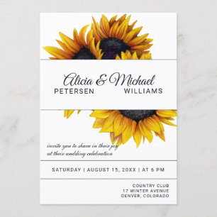 Invitación Flores giratorias en flor   Boda blanco y moderno