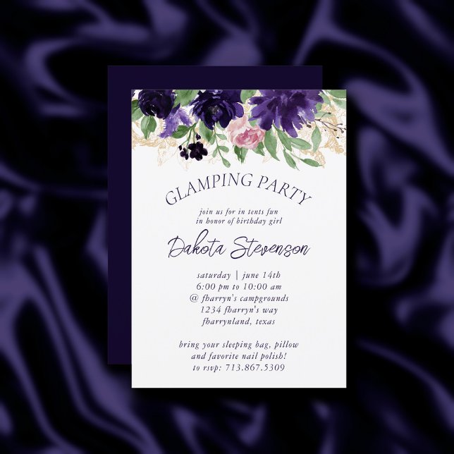 Invitación Flores | Glamour de rosas moradas y rosas (Subido por el creador)