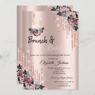 Invitación Flores, goteo Brunch & Bubbly Bridal Shower