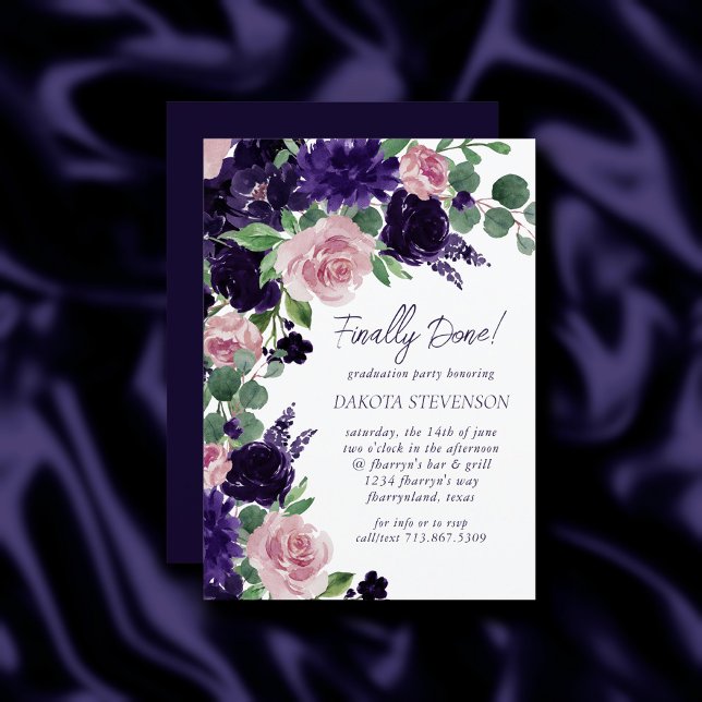 Invitación Flores | Graduación de rosa morado y rosa (Subido por el creador)