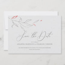 Flores grises y rojas elegantes y sencillas Guarde