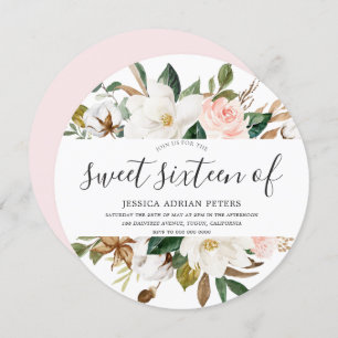 Invitación Flores hermosas Rubor y blancas dulces 16