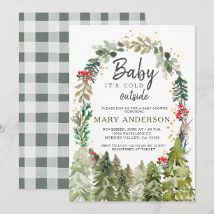Invitación Flores huecas Pinos de Invierno Baby Shower