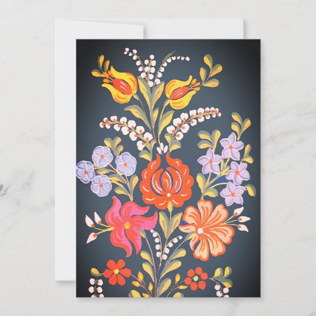 Invitación flores húngaras - colores vibrantes (Anverso)