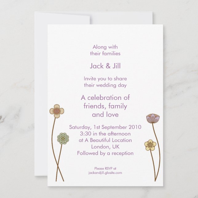 Invitación Flores indiscretas (blancas) 5x7 (Anverso)