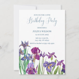 Invitación Flores Iris Fiesta de cumpleaños