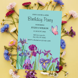 Invitación Flores Iris Fiesta de cumpleaños