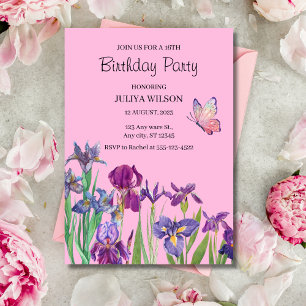 Invitación Flores Iris Fiesta de cumpleaños