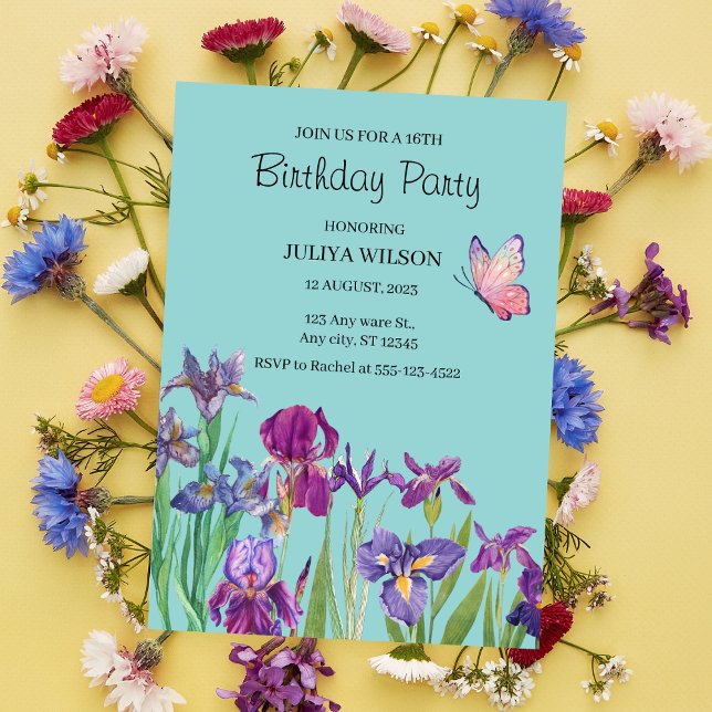 Invitación Flores Iris Fiesta de cumpleaños (Subido por el creador)