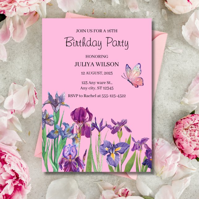 Invitación Flores Iris Fiesta de cumpleaños (Subido por el creador)