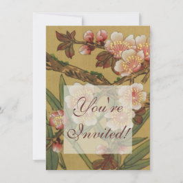 Invitación Flores Japonesas Asiáticas de Flor de Cerezo Vinta