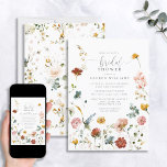 Invitación Flores Jardín Botánica Domba de Novias<br><div class="desc">Moderna y elegante invitación a la ducha de novias con un estilo flatlay-jardín/gráfico de flores silvestres de delicado rosa, amarillo mostaza, azul claro y naranja quemado acuarela floral. Personalice sus detalles de ducha de novia con facilidad, acentuados con una bella caligrafía con letras a mano moderna. Copyright Anastasia Surridge para...</div>