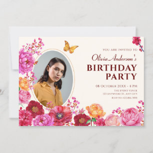 Invitación Flores jardín flor primavera foto cumpleaños