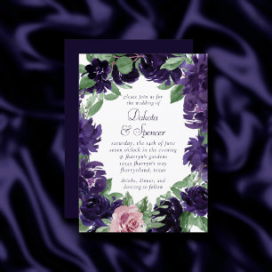 Invitación Flores Leyenda de rosas moradas y rosas