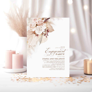 Invitación Flores ligeras Pampas Grass Boho Engagement Party