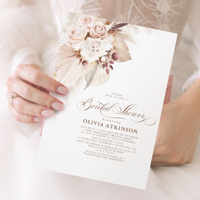 Invitación Flores ligeras y ducha de novias de pampas Grass B (Subido por el creador)