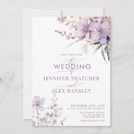 Invitación Flores Lilac | Boda floral de guión ruso