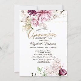 Invitación Flores Lilac Purpurina Butterflies Quinceañera