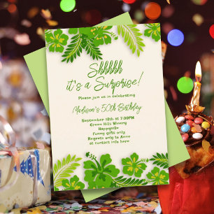 Invitación Flores Lime Green Hawaianas abandonan fiesta de cu