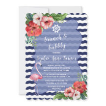 Flores Luau Flamingo Navy Stripes Brunch & Bubbly