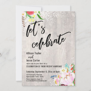 Invitación Flores Luces Boho Madera Rústica Celebremos