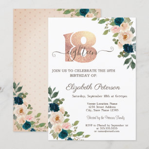 Invitación Flores Lunares Cumpleaños 18