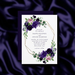 Invitación Flores | Marco floral rosa morado y rosa