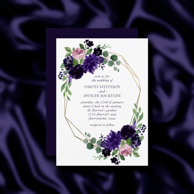 Invitación Flores | Marco floral rosa morado y rosa (Subido por el creador)