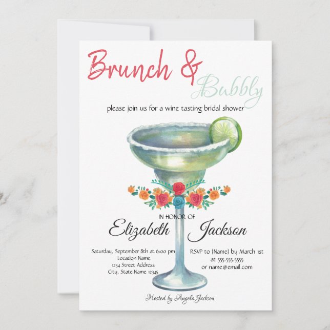 Invitación Flores Margarita Ducha de Novia Mexicana (Anverso)