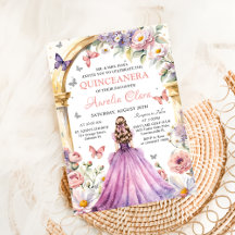 Flores Mariposas Lilac Princesa Quinceañera