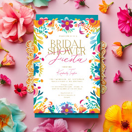 Invitación Flores mexicanas de color amarillo rosado de la Fi