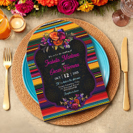Invitación Flores mexicanas elegantes adornan boda