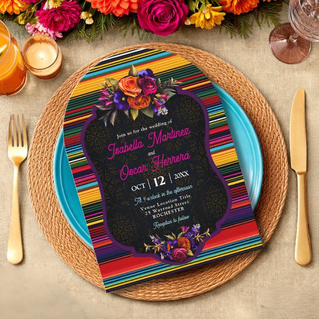 Invitación Flores mexicanas elegantes adornan boda (Subido por el creador)