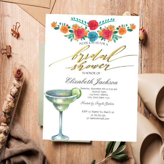 Invitación Flores mexicanas Margarita Bridal Shower (Subido por el creador)
