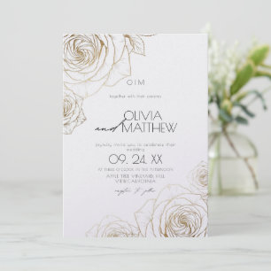 Invitación Flores minimalistas modernas Rosa dorada Boda Foto