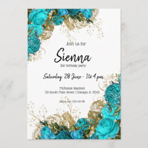 Invitación Flores modernas chic glamorosas para todas las oca