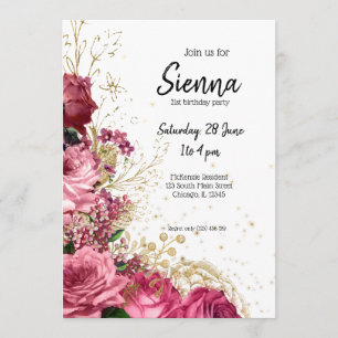 Invitación Flores modernas chic glamorosas para todas las oca