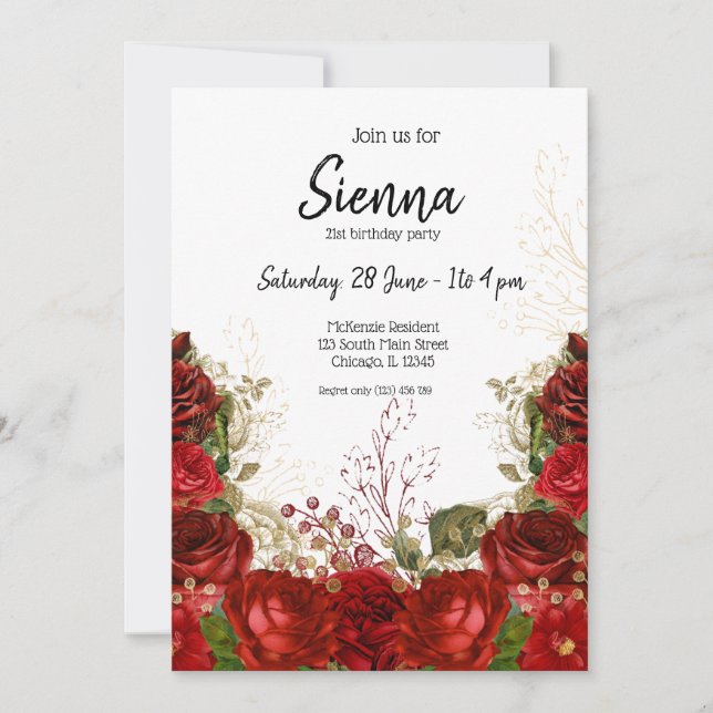 Invitación Flores modernas chic glamorosas para todas las oca (Anverso)