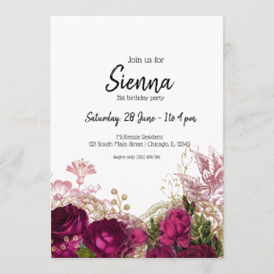 Invitación Flores modernas chic glamorosas para todas las oca