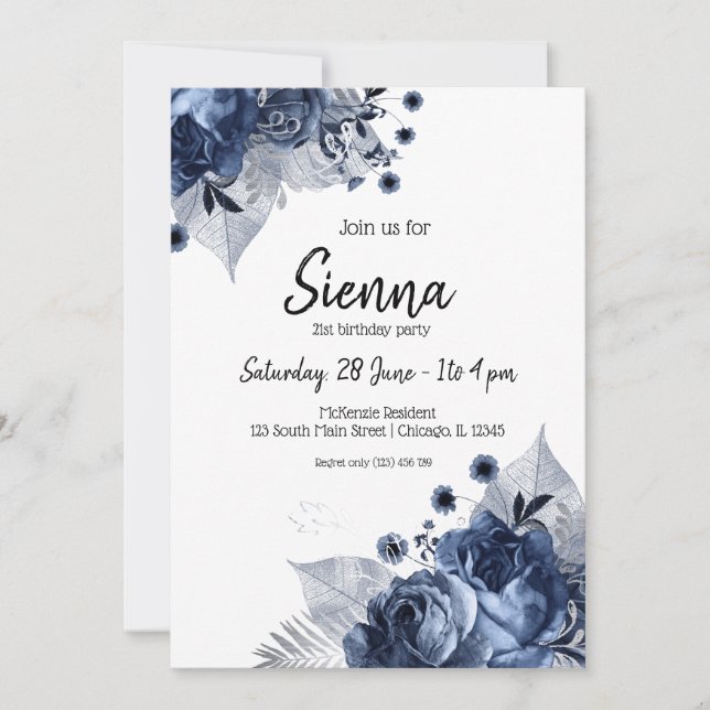 Invitación Flores modernas chic glamorosas para todas las oca (Anverso)