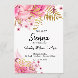 Invitación Flores modernas chic glamorosas para todas las oca