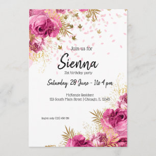 Invitación Flores Modernas con Estilo Glam para todas las oca