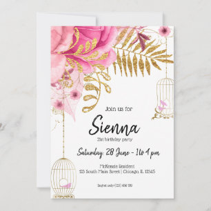 Invitación Flores modernas con estilo glamoroso para todas la