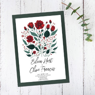 Invitación Flores modernas de adormidera roja dejan Boda