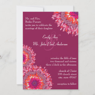 Invitación Flores modernas de frambuesa invitan a la boda