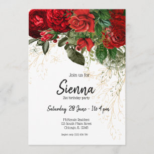 Invitación Flores modernas de glamour chic para todas las oca