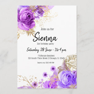 Invitación Flores modernas de glamour chic para todas las oca