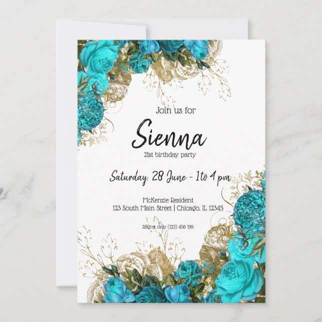 Invitación Flores modernas de Moda de vidrio para todas las o (Anverso)