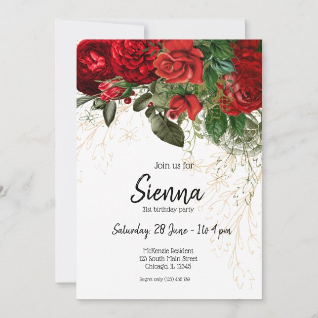 Invitación Flores modernas de Moda de vidrio para todas las o (Anverso)